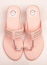 Pink Block Heel Kolhapuri